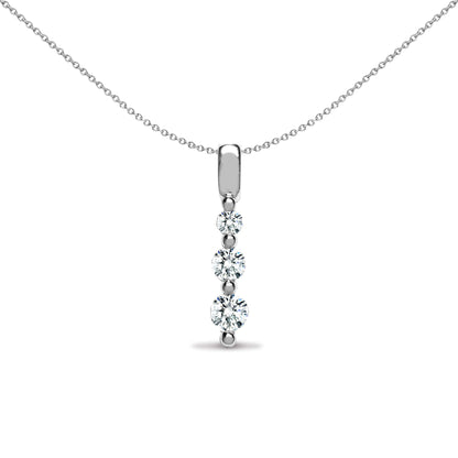 18ct White Gold  0.25ct Diamond Trilogy Drop Pendant - 18P167