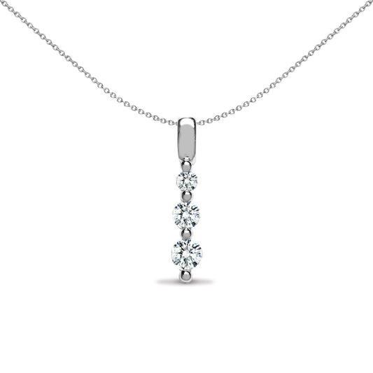 18ct White Gold  0.25ct Diamond Trilogy Drop Pendant - 18P167