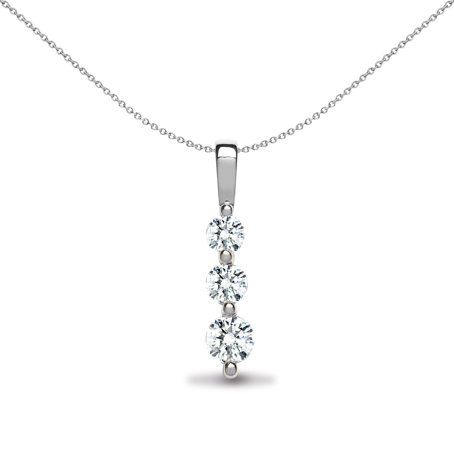 18ct White Gold  0.47ct Diamond Trilogy Drop Pendant - 18P168