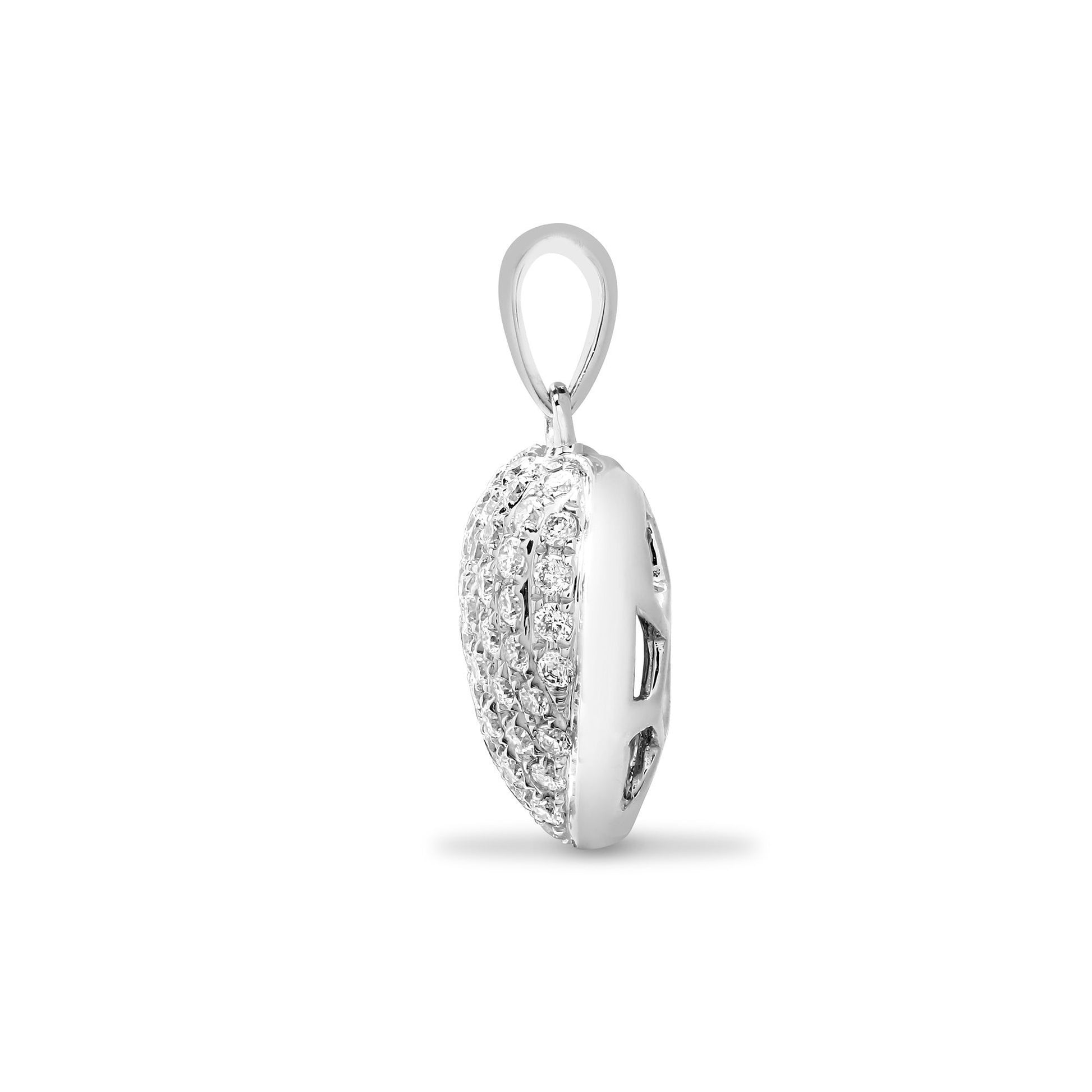 18ct White Gold  0.35ct Diamond Domed Love Heart Cluster Pendant - 18P278