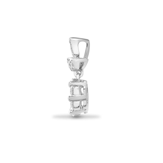 18ct White Gold  0.35ct Diamond Fleur de Lis Cluster Drop Pendant - 18P284