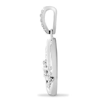 18ct White Gold  0.4ct Diamond Whirlpool Solitaire Pendant - 18P286