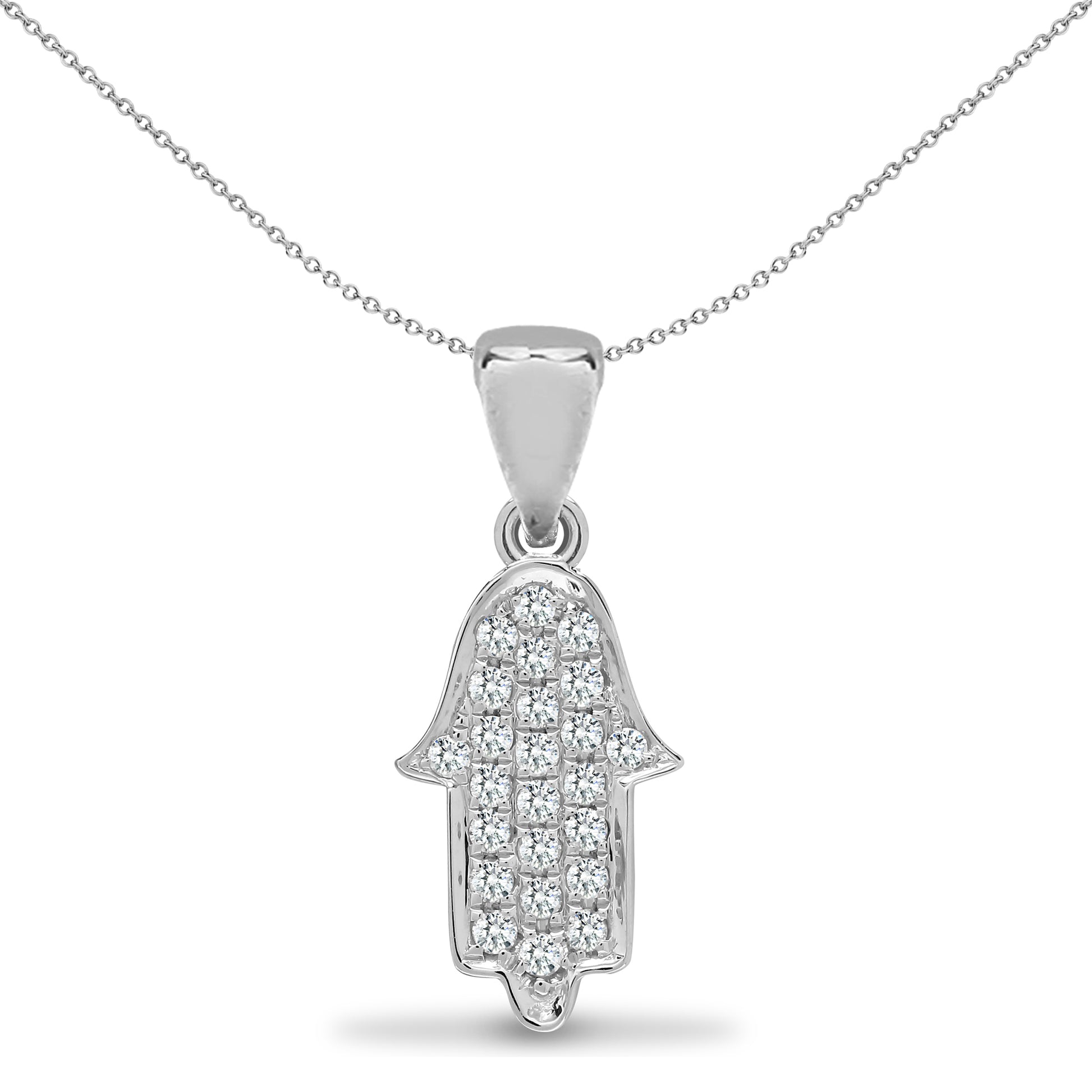 18ct 2 Colour Gold  0.14ct Diamond Hamsa Lucky Charm Pendant - 18P290