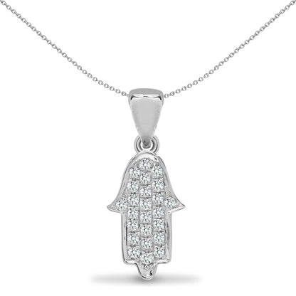 18ct 2 Colour Gold  0.14ct Diamond Hamsa Lucky Charm Pendant - 18P290