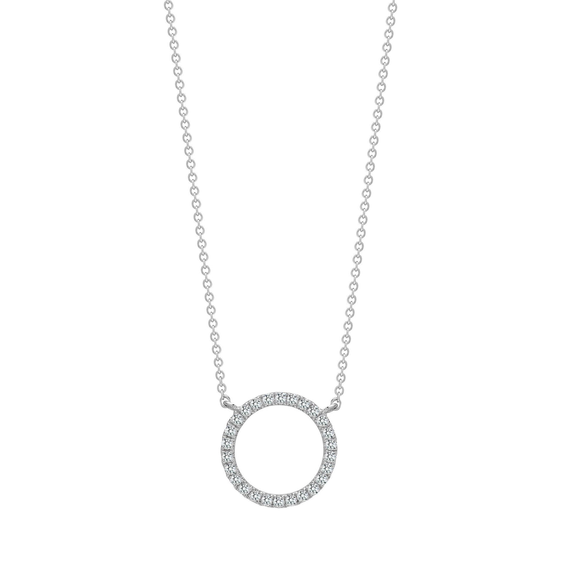 18ct White Gold  0.18ct Diamond Halo Hoop Eternity Necklace - 18P301