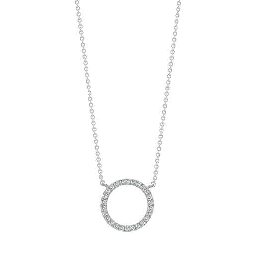 18ct White Gold  0.18ct Diamond Halo Hoop Eternity Necklace - 18P301