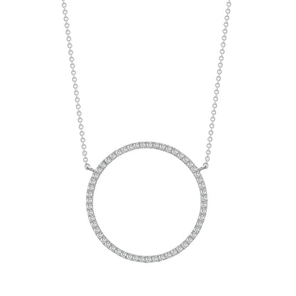 18ct White Gold  0.43ct Diamond Halo Hoop Eternity Necklace - 18P302