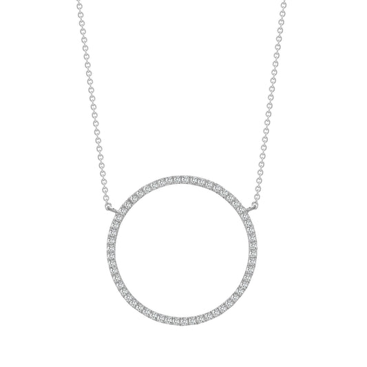 18ct White Gold  0.43ct Diamond Halo Hoop Eternity Necklace - 18P302