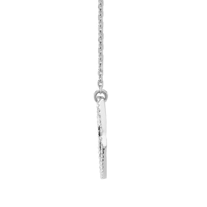 18ct White Gold  Diamond Love Heart Outline Eternity Necklace - 18P304