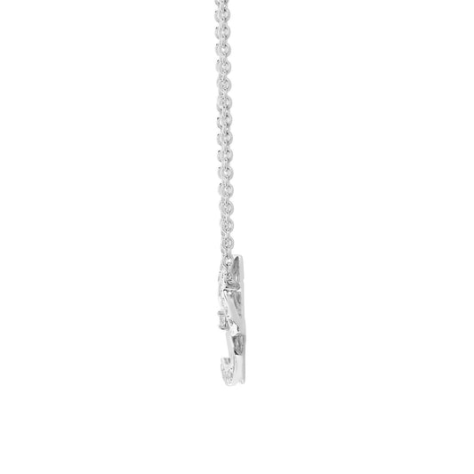 18ct White Gold  Diamond Shamrock Clover Lucky Charm Necklace - 18P306