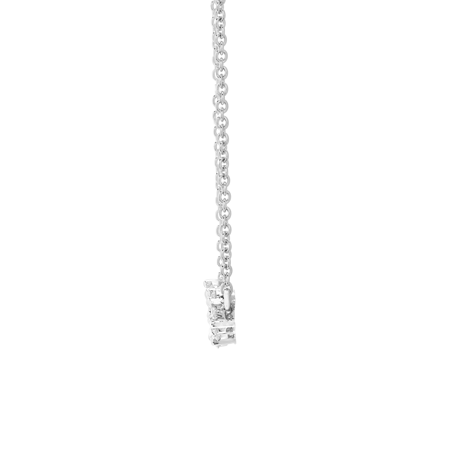 18ct White Gold  0.75ct Diamond Pentalogy Cluster Necklace - 18P307