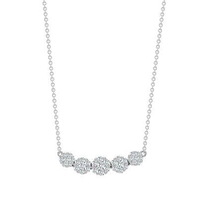 18ct White Gold  0.75ct Diamond Pentalogy Cluster Necklace - 18P307