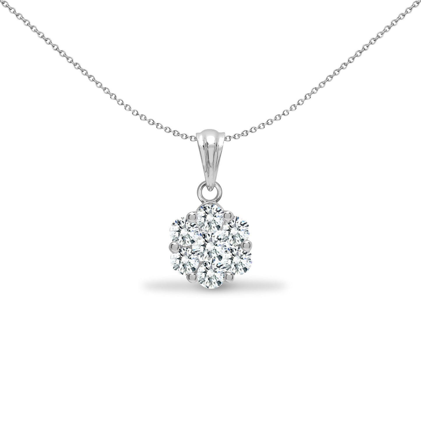 18ct White Gold  0.33ct Diamond Snowflake Cluster Cluster Pendant - 18P308-033