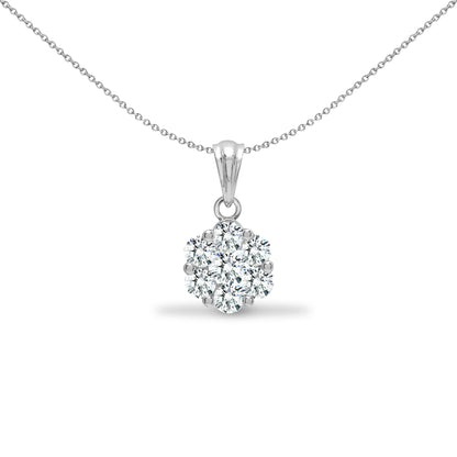 18ct White Gold  0.33ct Diamond Snowflake Cluster Cluster Pendant - 18P308-033