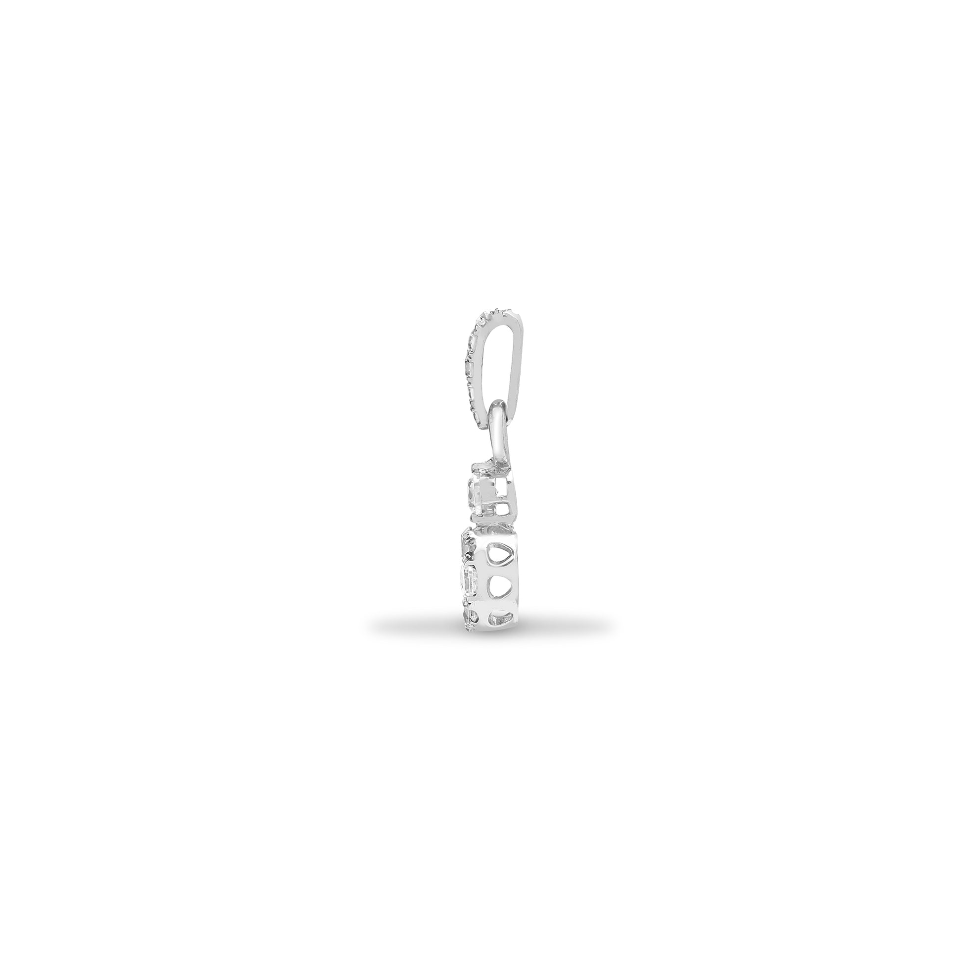 18ct White Gold  0.22ct Diamond Disco Cluster Drop Pendant - 18P312