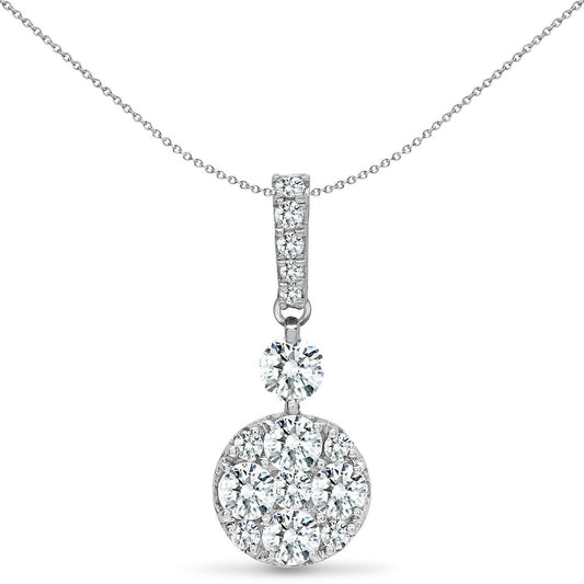 18ct White Gold  0.47ct Diamond Disco Cluster Drop Pendant - 18P313
