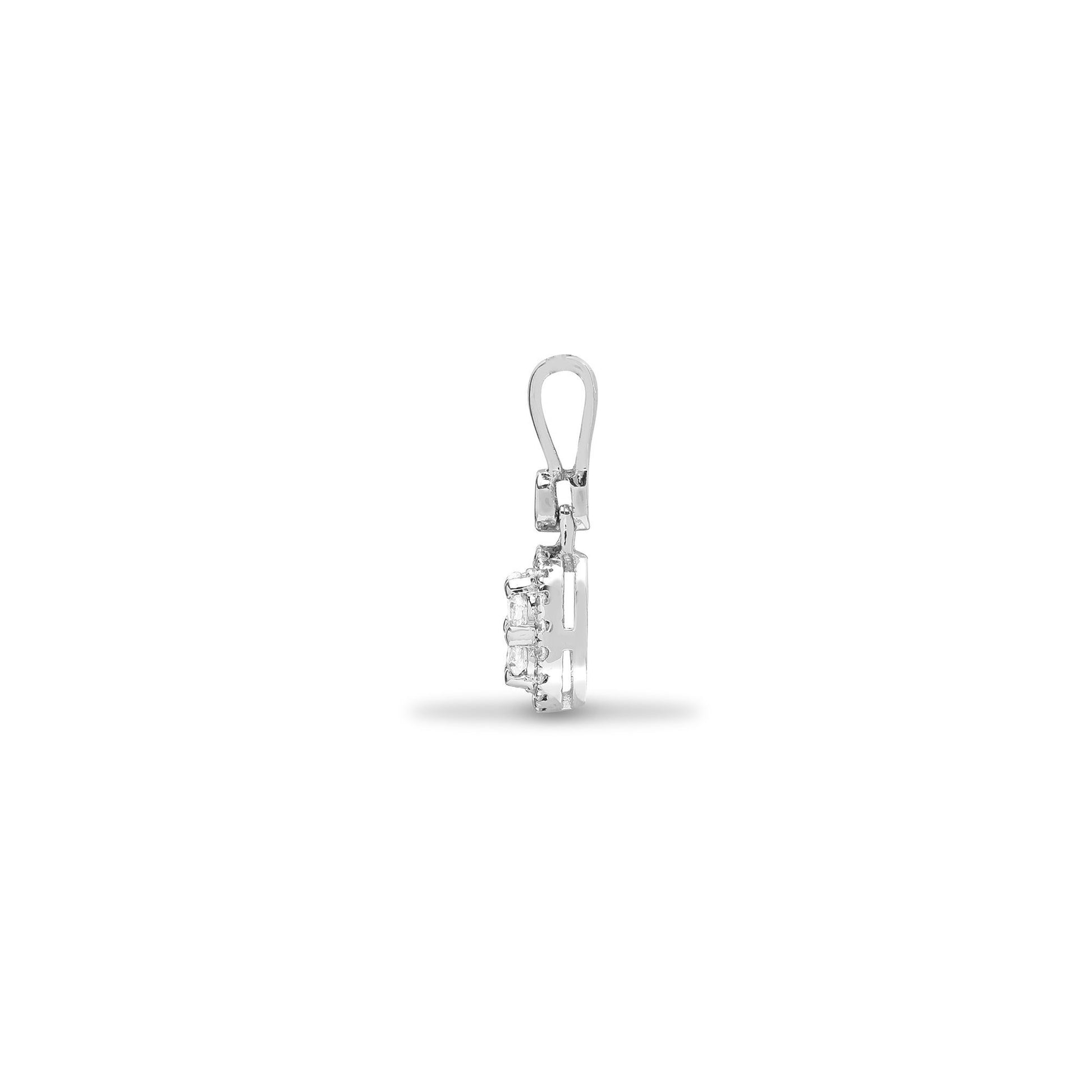 18ct White Gold  0.2ct Diamond Halo Cluster Drop Pendant - 18P315