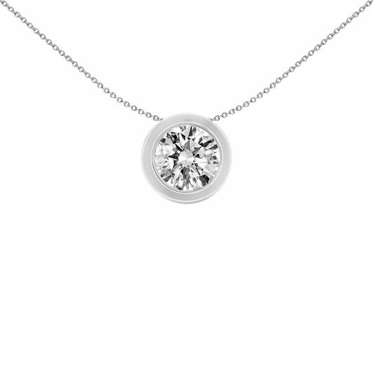 18ct White Gold  Diamond Donut Slider Charm Solitaire Pendant - 18P323-025