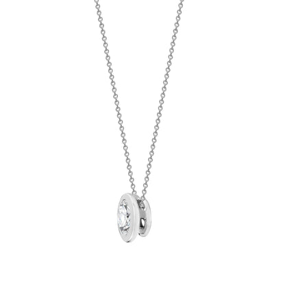 18ct White Gold  Diamond Donut Slider Charm Solitaire Pendant - 18P323-050