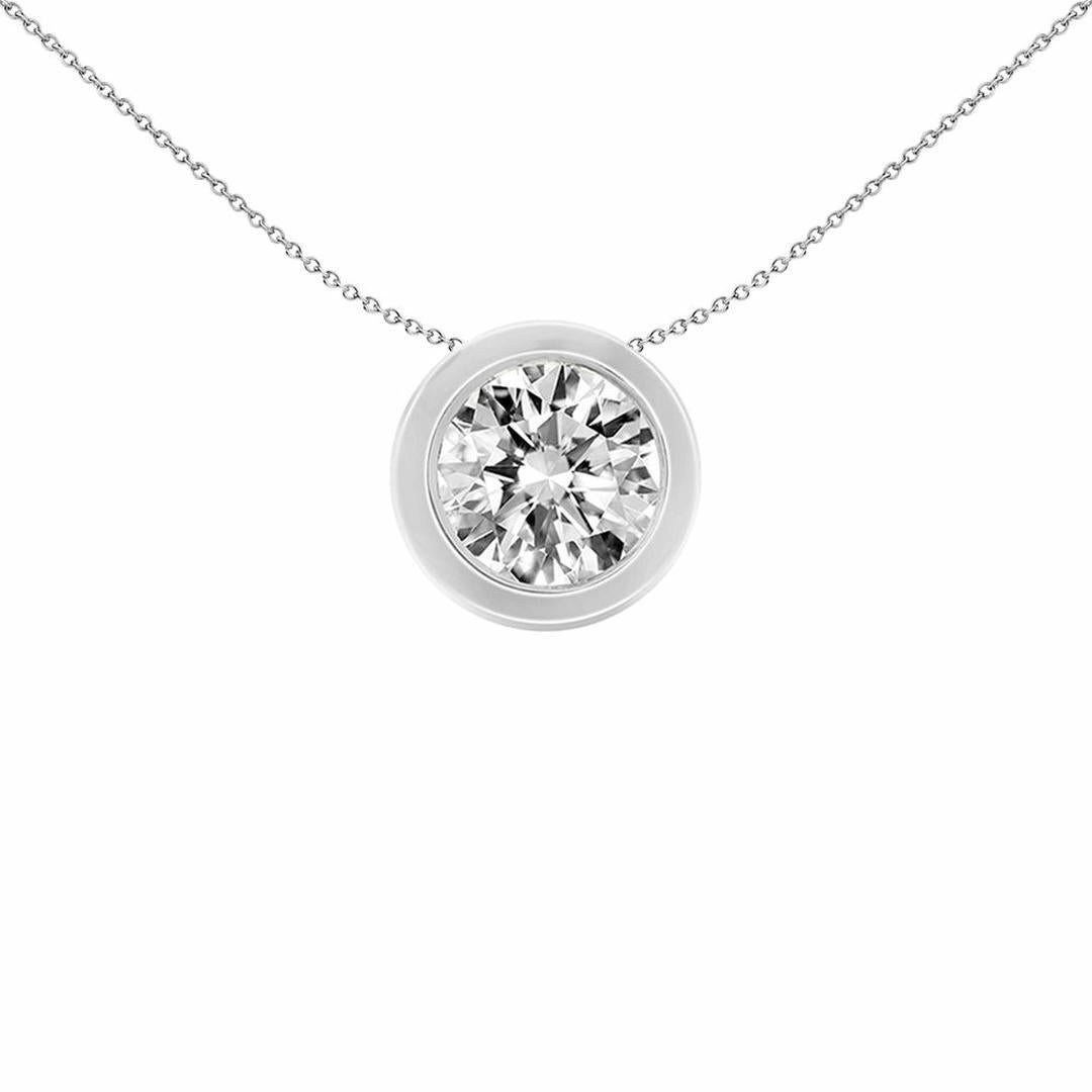 18ct White Gold  Diamond Donut Slider Charm Solitaire Pendant - 18P323-050