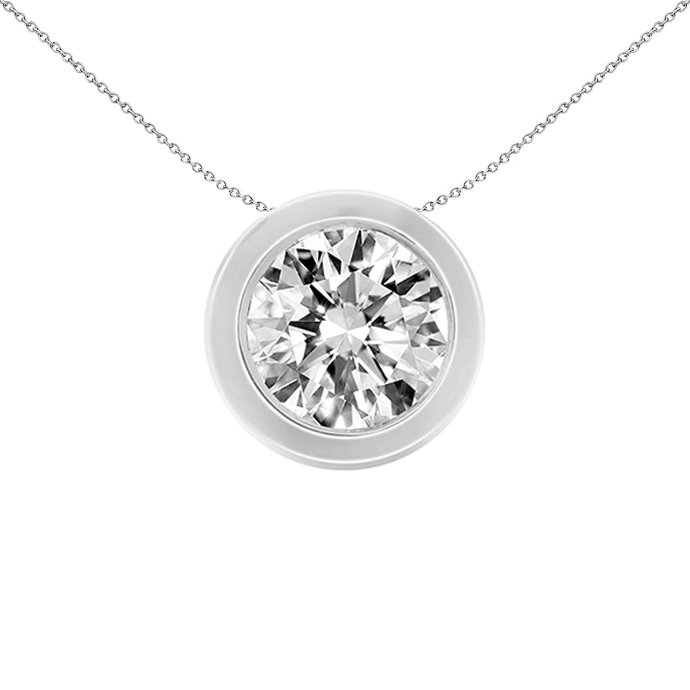 18ct White Gold  1ct Diamond Donut Slider Charm Solitaire Pendant - 18P323-100