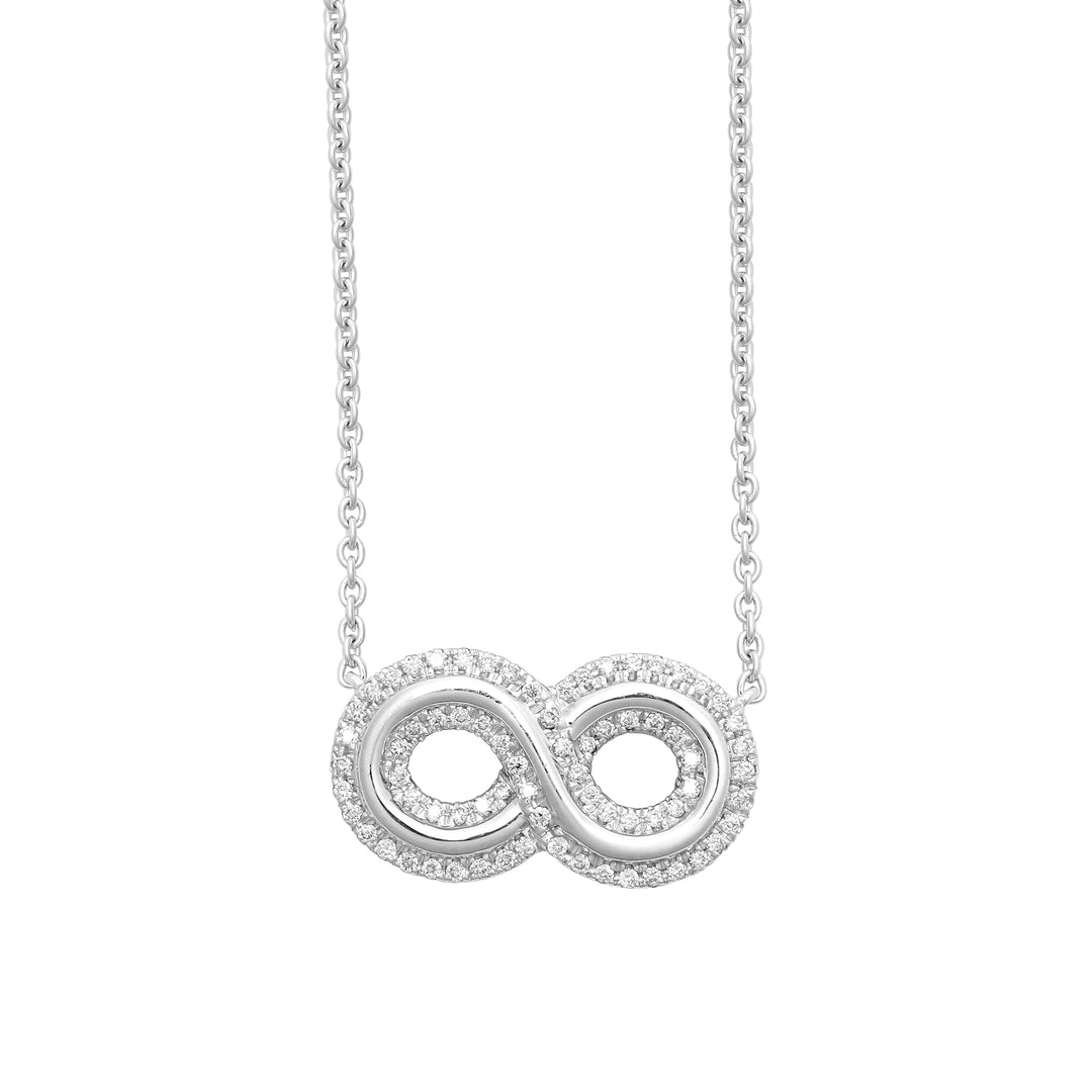 18ct White Gold  0.2ct Diamond Infinity Eternity Charm Necklace - 18P325