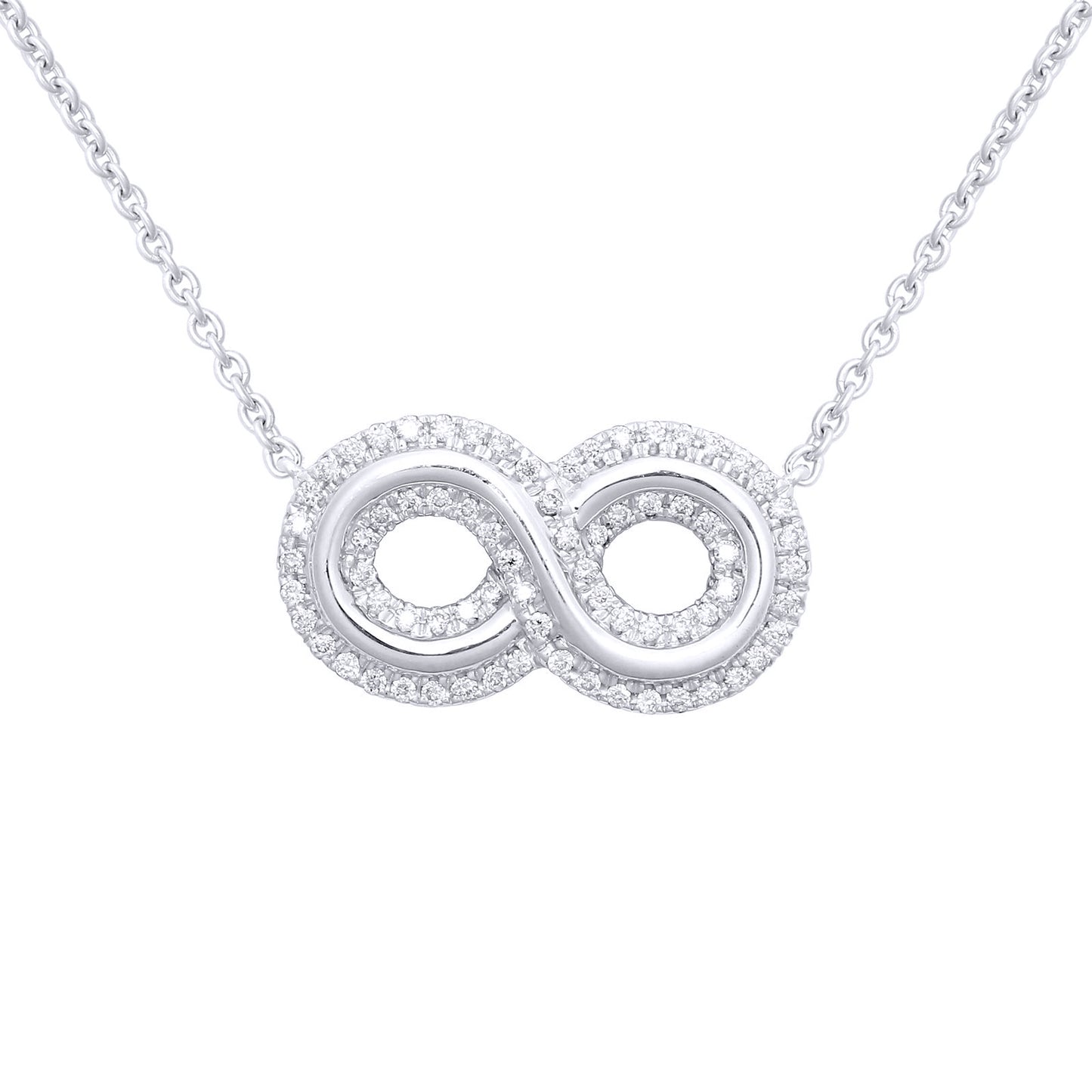 18ct White Gold  0.2ct Diamond Infinity Eternity Charm Necklace - 18P325