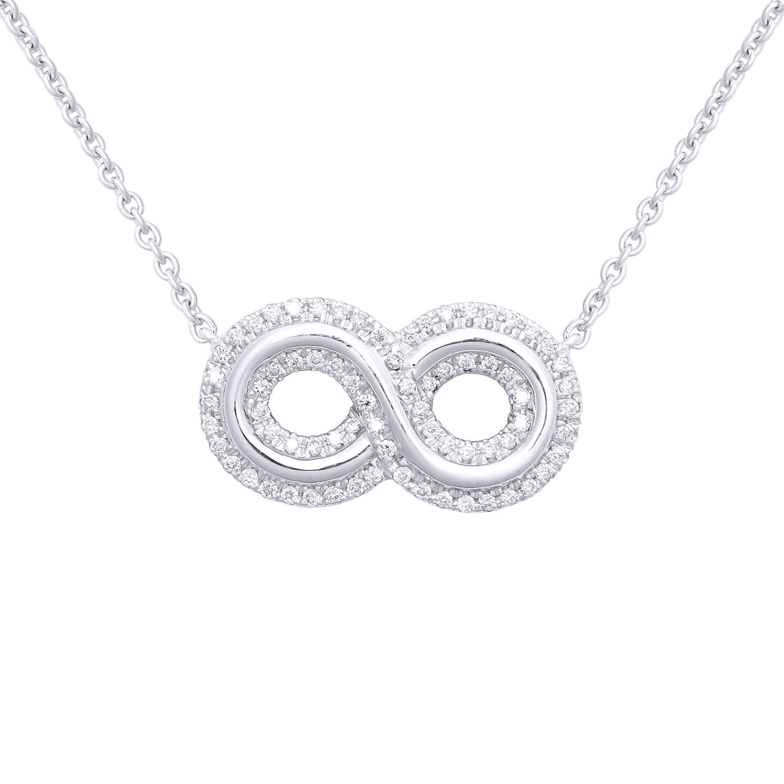 18ct White Gold  0.2ct Diamond Infinity Eternity Charm Necklace - 18P325