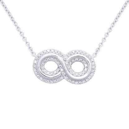 18ct White Gold  0.2ct Diamond Infinity Eternity Charm Necklace - 18P325