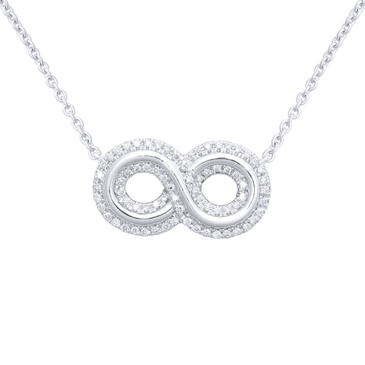 18ct White Gold  0.2ct Diamond Infinity Eternity Charm Necklace - 18P325