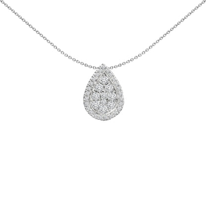 18ct White Gold  Diamond Happy Tears Raindrop Pear Cluster Pendant - 18P330