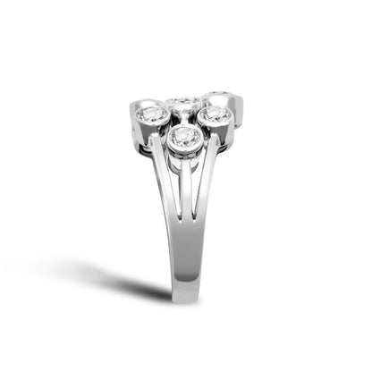 18ct White Gold  1.00cts Diamond 3-Row Rain Bubble Prancer Eternity Ring - 18R1001