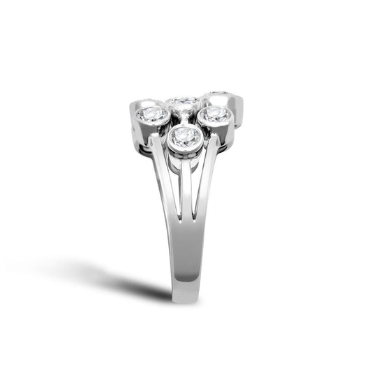 18ct White Gold  1.00cts Diamond 3-Row Rain Bubble Prancer Eternity Ring - 18R1001