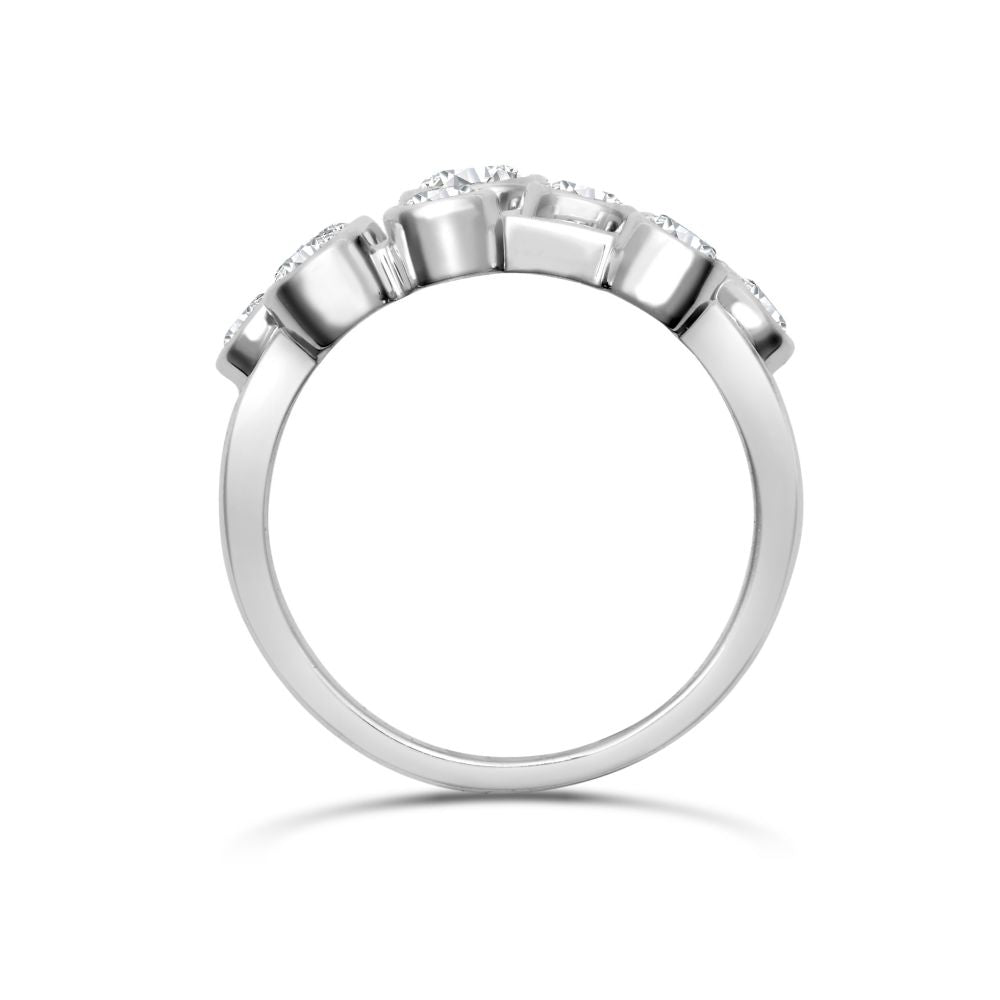 18ct White Gold  1.00cts Diamond 3-Row Rain Bubble Prancer Eternity Ring - 18R1001