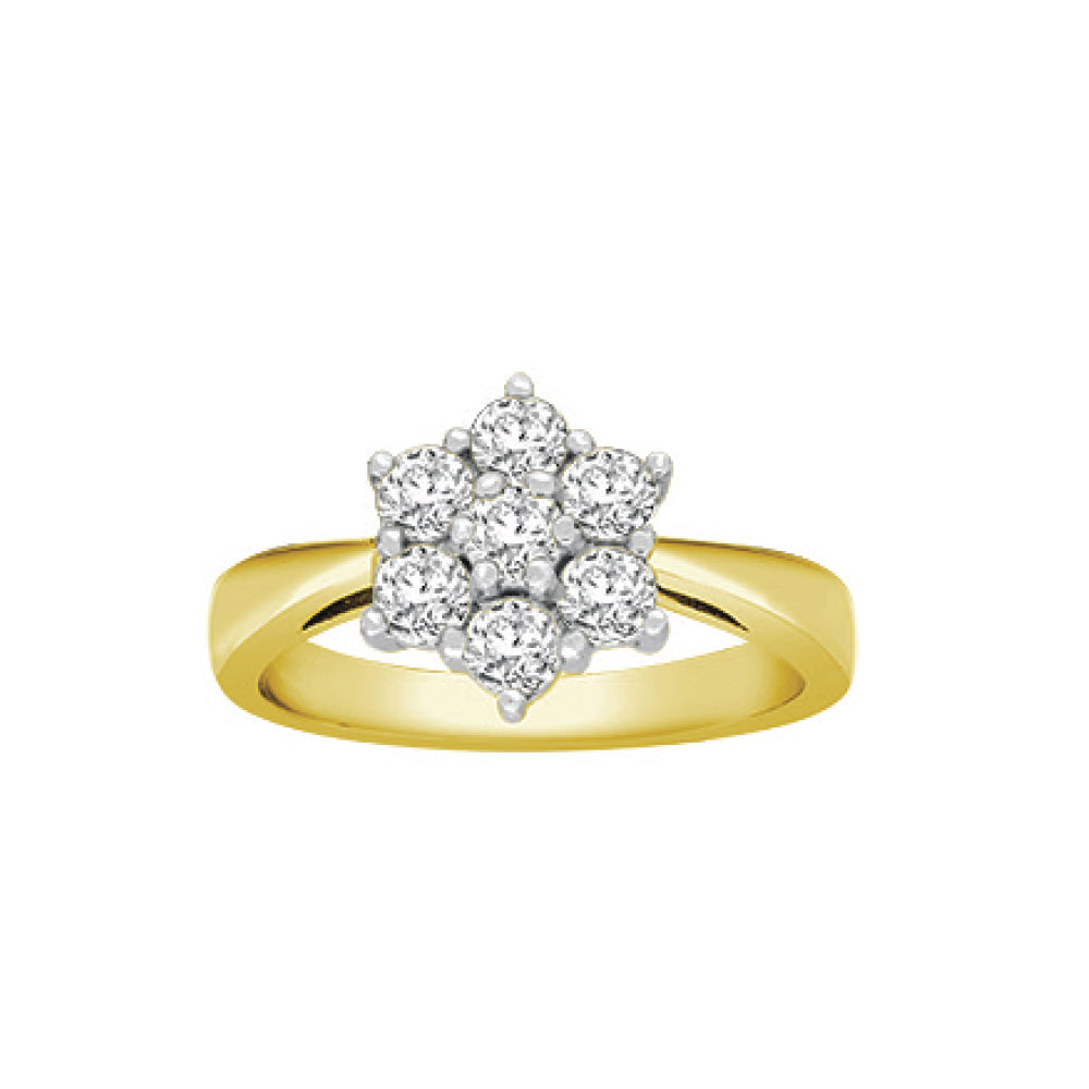 18ct Gold  1ct Diamond 7 Stone Flower Cluster Ring 11mm - 18R130-100