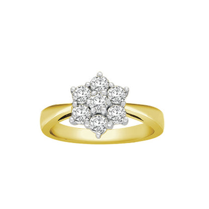 18ct Gold  1ct Diamond 7 Stone Flower Cluster Ring 11mm - 18R130-100