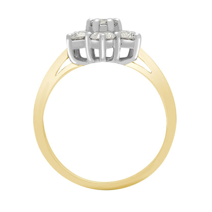 18ct 2 Colour Gold  1.25ct Diamond 7 Stone Flower Cluster Ring - 18R130-125