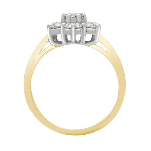 18ct 2 Colour Gold  1.5ct Diamond 7 Stone Flower Cluster Ring 12mm - 18R130-150
