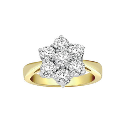 18ct 2 Colour Gold  2ct Diamond 7 Stone Flower Cluster Ring 14mm - 18R130-200