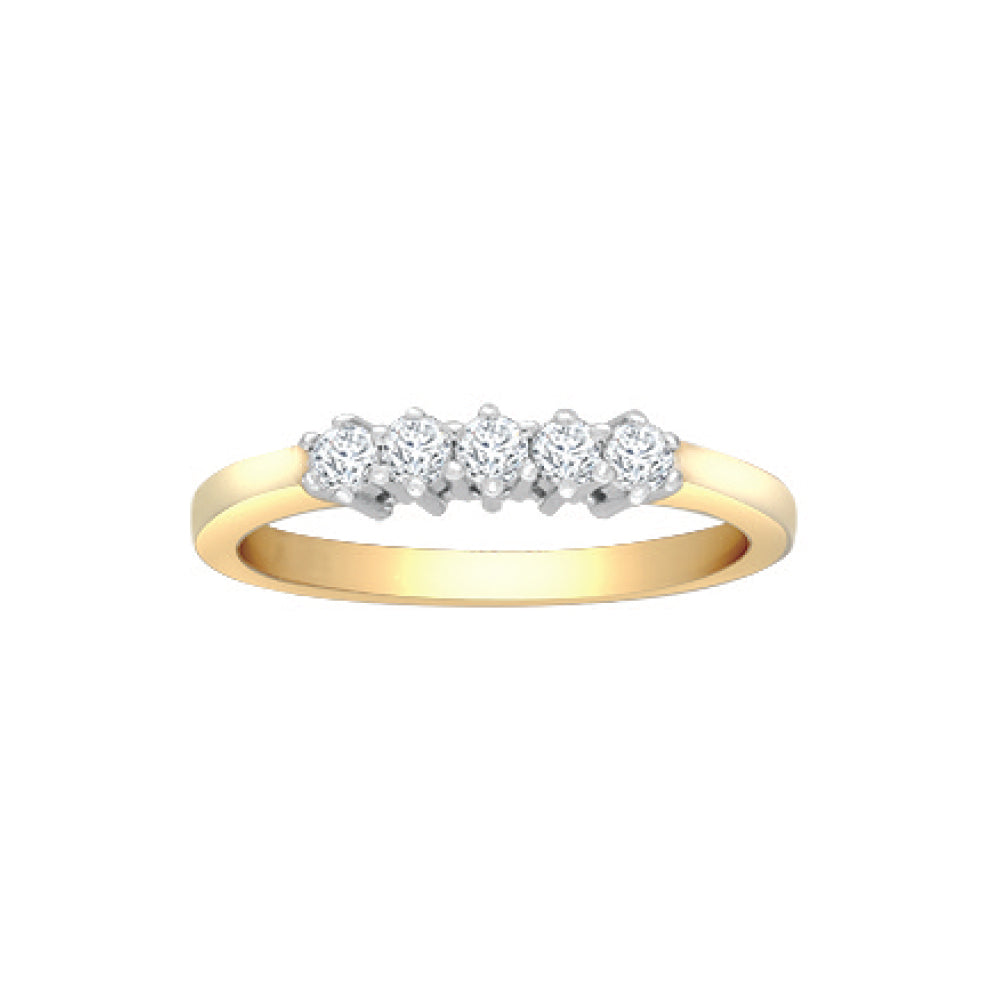 18ct Gold  0.25ct Diamond 5 Stone Eternity Ring 3mm - 18R134-025