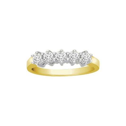 18ct Gold  0.5ct Diamond 5 Stone Eternity Ring 4mm - 18R134-050