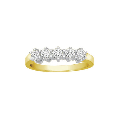 18ct Gold  0.5ct Diamond 5 Stone Eternity Ring 4mm - 18R134-050