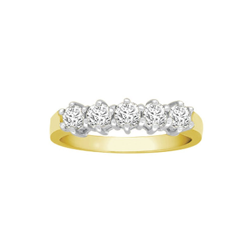 18ct Gold  0.75ct Diamond 5 Stone Eternity Ring 5mm - 18R134-075