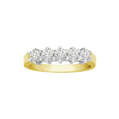 18ct Gold  0.75ct Diamond 5 Stone Eternity Ring 5mm - 18R134-075