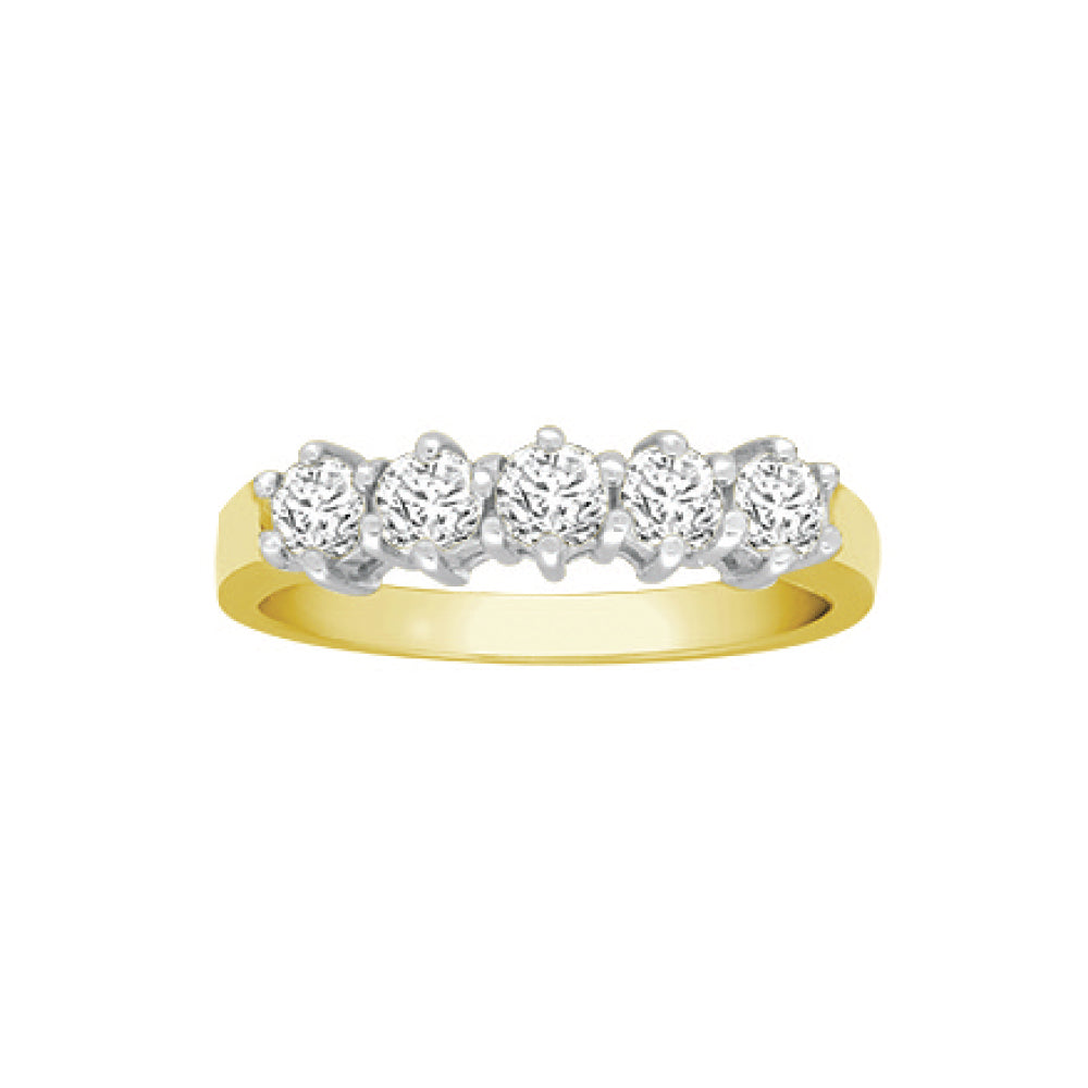 18ct Gold  0.75ct Diamond 5 Stone Eternity Ring 5mm - 18R134-075