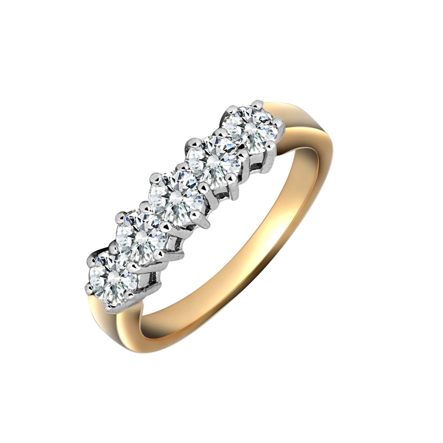 18ct Gold  1ct Diamond 5 Stone Eternity Ring 5mm - 18R134-100