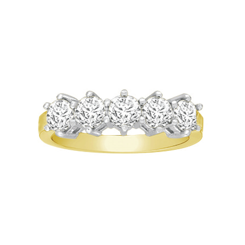 18ct Gold  1.5ct Diamond 5 Stone Eternity Ring 6mm - 18R134-150