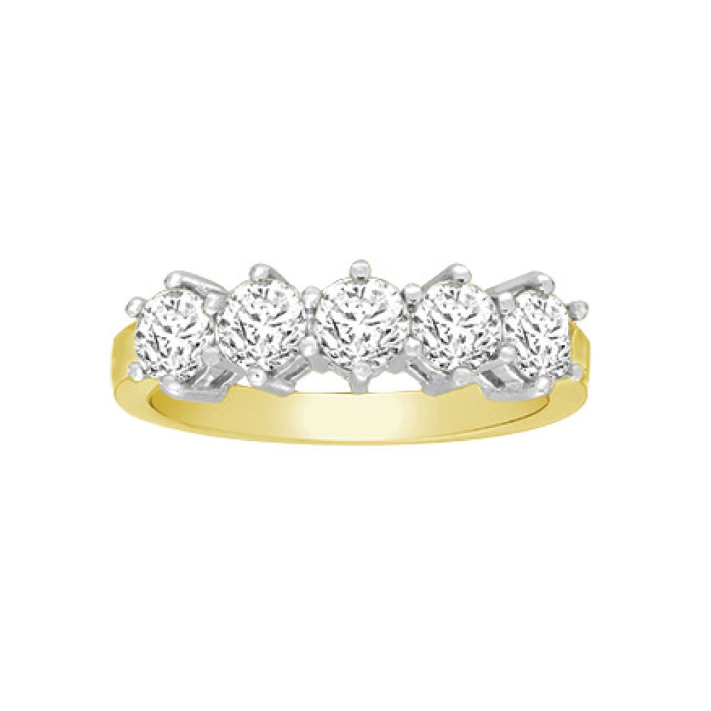 18ct Gold  1.5ct Diamond 5 Stone Eternity Ring 6mm - 18R134-150