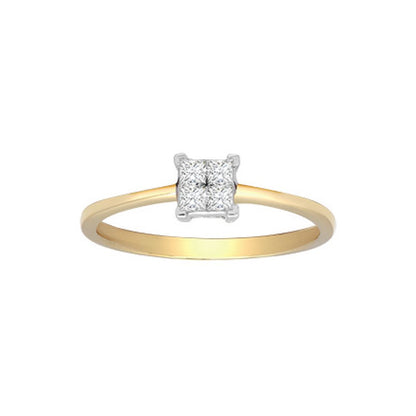 18ct Gold  Diamond 4 Stone Illusion Solitaire Engagement Ring 5mm - 18R161-025