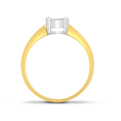 18ct Gold  Diamond 4 Stone Illusion Solitaire Engagement Ring 6mm - 18R161-050